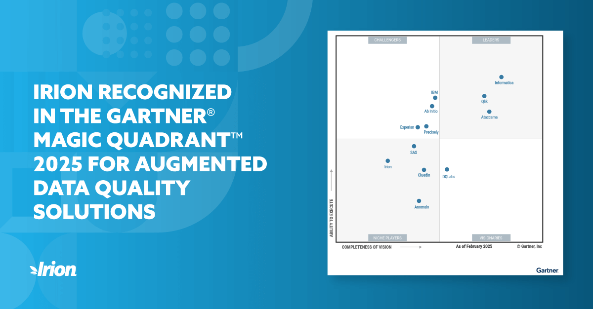 Irion recognized in the Gartner Magic Quadrant 2025 for Augomented Data Quality Solutions